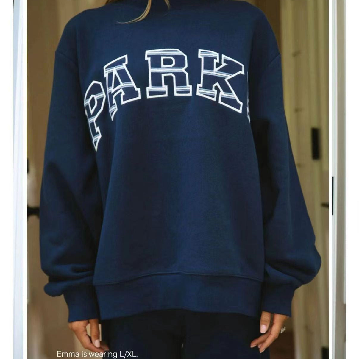 Oversized Varsity Graphic Mock Neck Drop Shoulder Sweatshirt