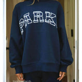 Oversized Varsity Graphic Mock Neck Drop Shoulder Sweatshirt