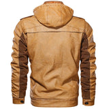 Men's Hooded Faux Leather Utility Jacket