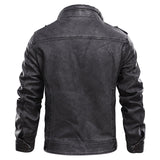 Men's Faux Leather Zip Front Utility Jacket