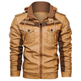 Men's Hooded Faux Leather Utility Jacket