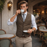 Men's Classic Tweed Tailored Suit Gilet