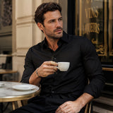 Men's Tailored Long Sleeve Shirt with Point Collar