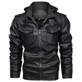 Men's Hooded Faux Leather Utility Jacket
