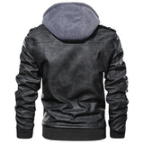 Men's Hooded Faux Leather Zip Jacket