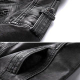 Men's Faux Leather Zip Front Utility Jacket
