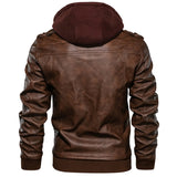 Men's Hooded Faux Leather Zip Jacket