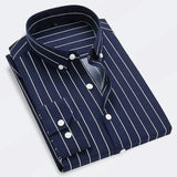 Men's Striped Button-Down Shirt with Long Sleeves