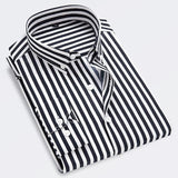 Men's Striped Button-Down Shirt with Long Sleeves