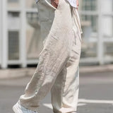 Men's Relaxed Fit Linen Drawstring Trousers