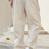 Men's Relaxed Fit Linen Drawstring Trousers