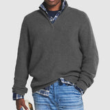 Men's Ribbed Knit Quarter-Zip Pullover Sweater