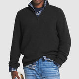 Men's Ribbed Knit Quarter-Zip Pullover Sweater