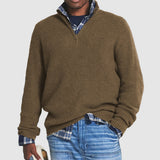 Men's Ribbed Knit Quarter-Zip Pullover Sweater