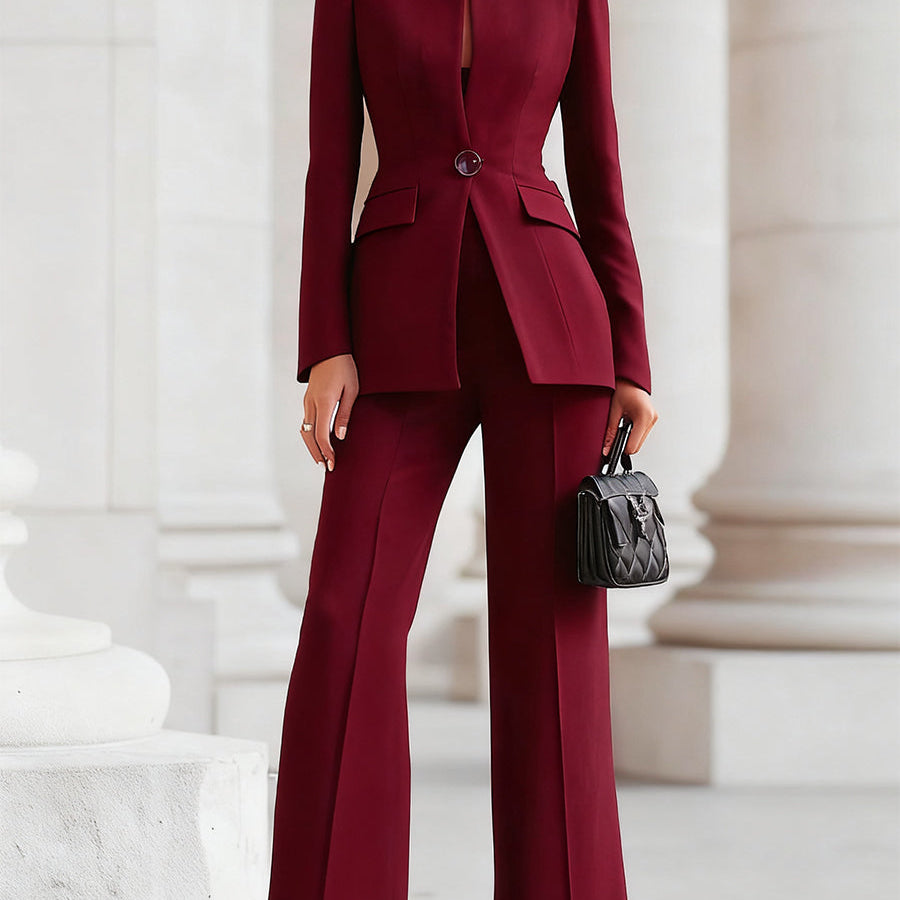 Women's Tailored Blazer and Flared Trouser Set