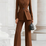 Women's Tailored Blazer and Flared Trouser Set