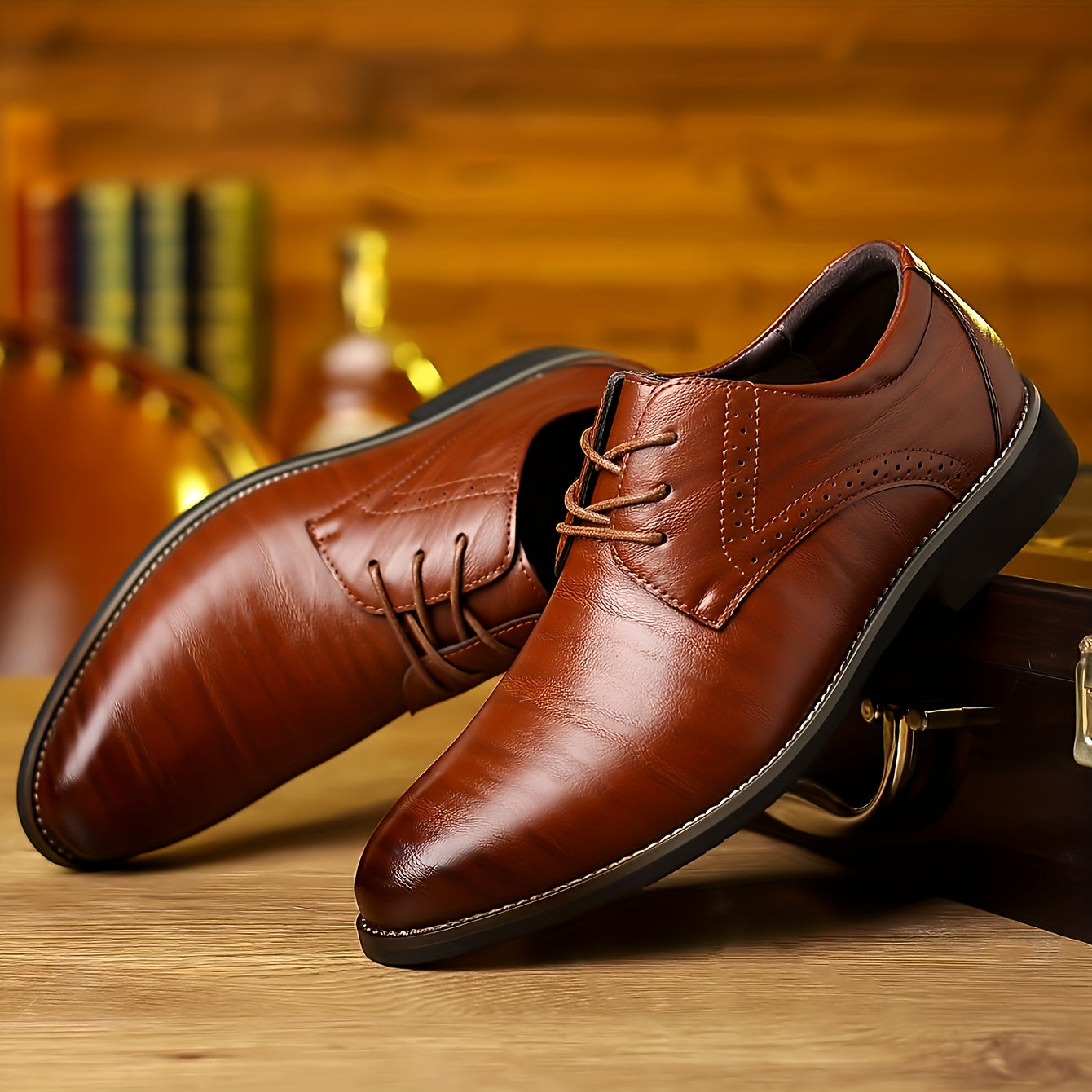 Men's Leather-Style Derby Shoes
