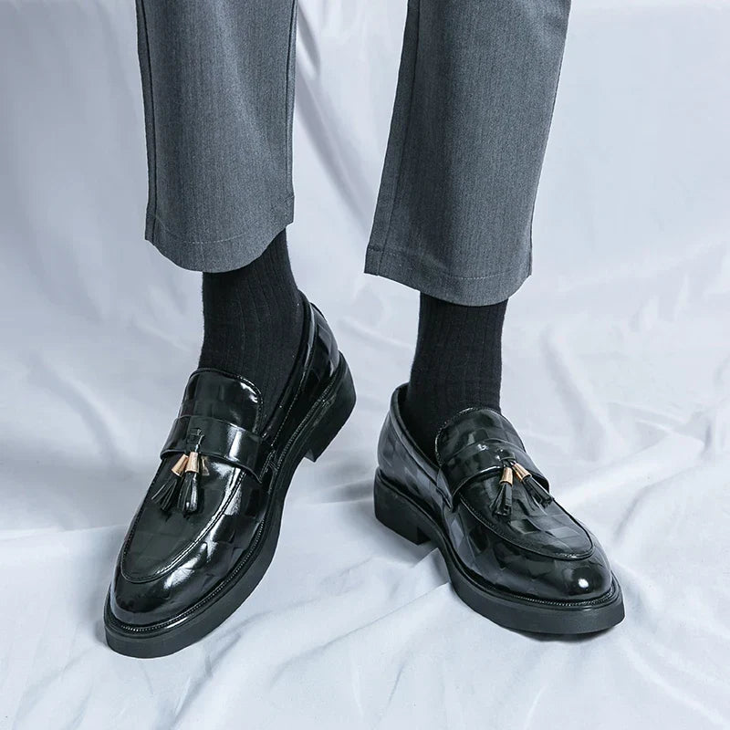Men's Patent Leather-Style Horsebit Loafers