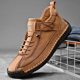 Men's Leather-Style Lace-Up Casual Shoes