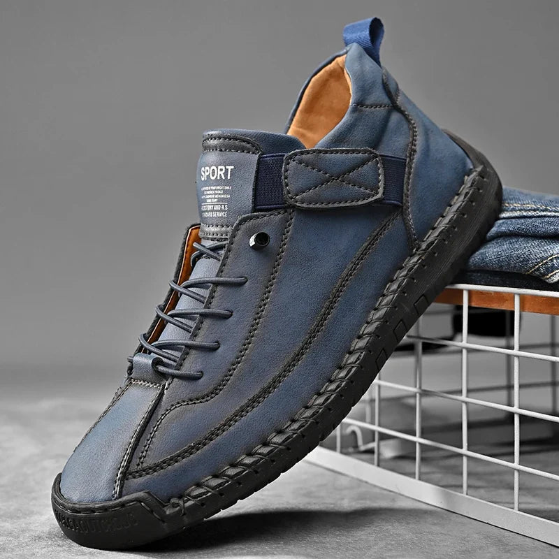 Men's Leather-Style Lace-Up Casual Shoes