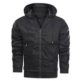 Men's Hooded Faux Leather Zip Jacket
