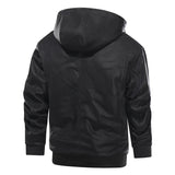 Men's Hooded Faux Leather Zip Jacket