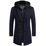 Men's Hooded Long Button Coat