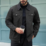 Men's Collared Utility Jacket with Roomy Pockets