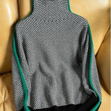 Contrast Sleeve Turtleneck Long Sleeve Pullover