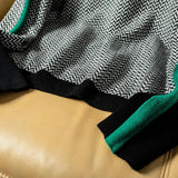 Contrast Sleeve Turtleneck Long Sleeve Pullover