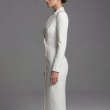 Women's Tailored Lapel Collar Button-Front Midi Dress