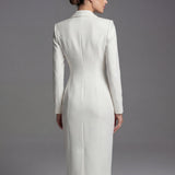 Women's Tailored Lapel Collar Button-Front Midi Dress