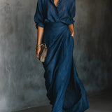 Women's Long Sleeve Shirt and Wrap Skirt Set