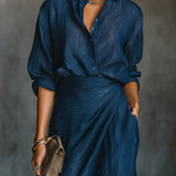 Women's Long Sleeve Shirt and Wrap Skirt Set