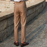 Men's High-Waist Pleated Dress Trousers