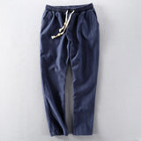 Men's Drawstring Tapered Linen Blend Trousers