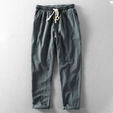 Men's Drawstring Tapered Linen Blend Trousers