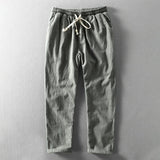Men's Drawstring Tapered Linen Blend Trousers