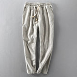 Men's Drawstring Tapered Linen Blend Trousers