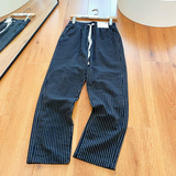 Men's Striped Drawstring Linen Trousers