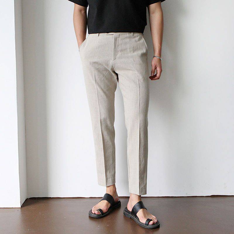 Men's Cropped Straight Leg Trousers