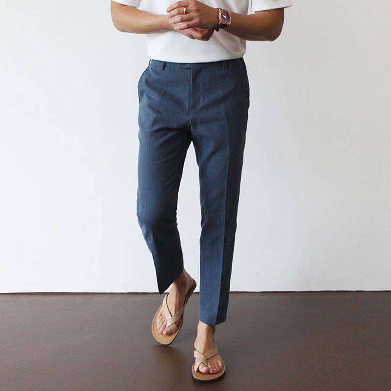 Men's Cropped Straight Leg Trousers