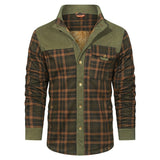 Men's Sherpa Lined Plaid Hooded Shirt Jacket