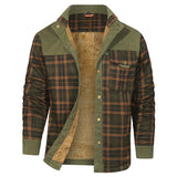 Men's Sherpa Lined Plaid Hooded Shirt Jacket