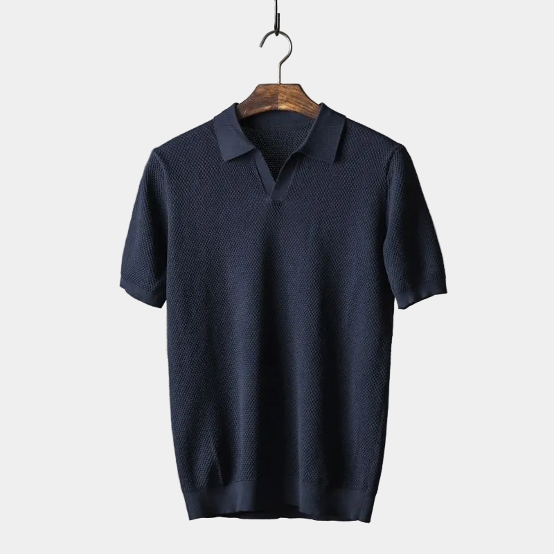 Men's Textured Knit Polo Shirt