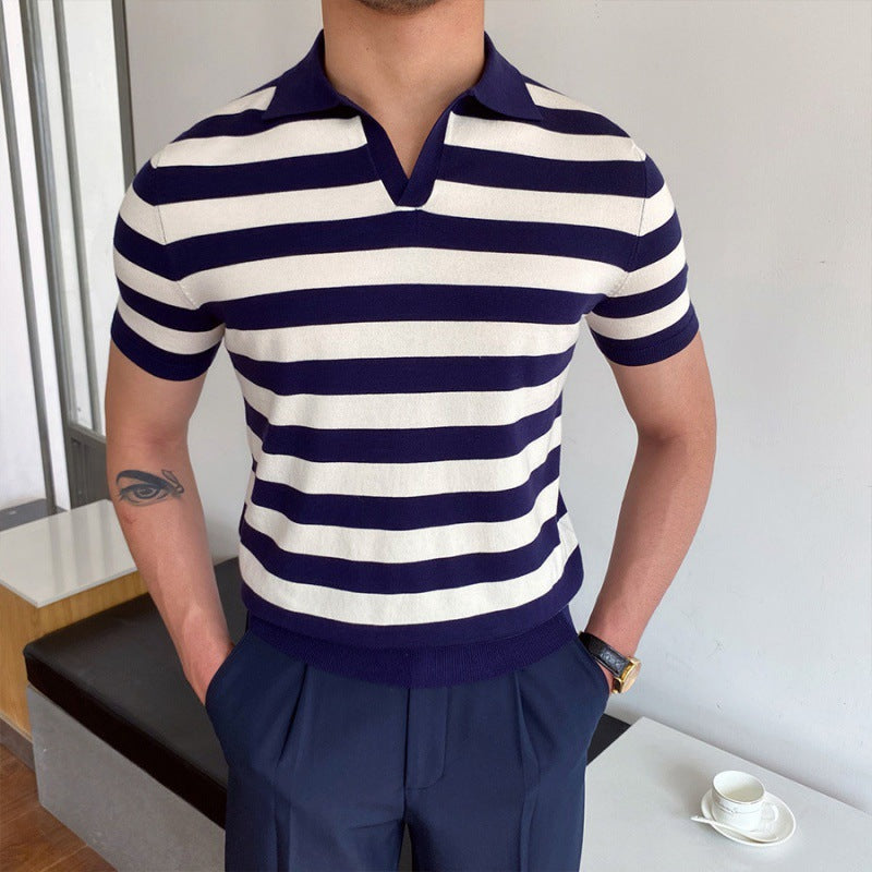 Men's Contrast Trim Knit Polo Shirt