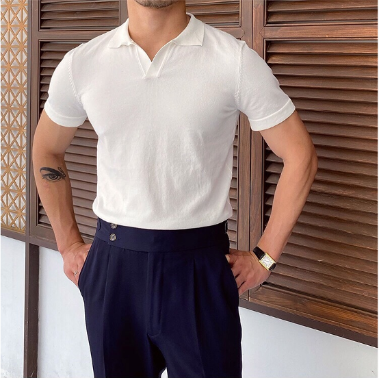 Men's Contrast Trim Knit Polo Shirt