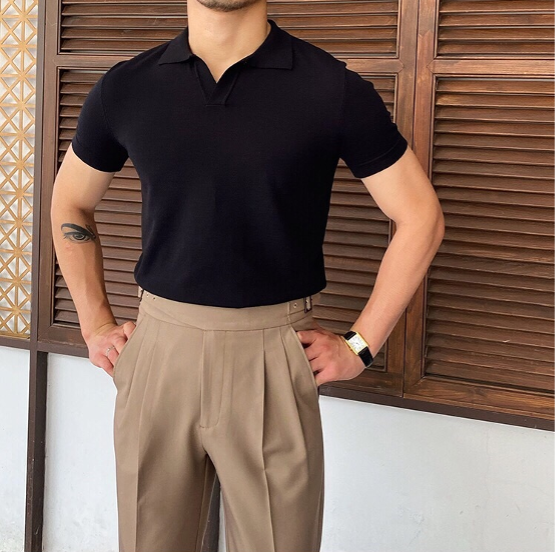 Men's Contrast Trim Knit Polo Shirt