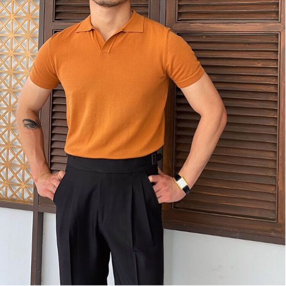 Men's Contrast Trim Knit Polo Shirt