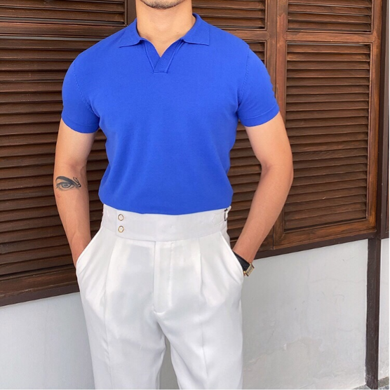 Men's Contrast Trim Knit Polo Shirt